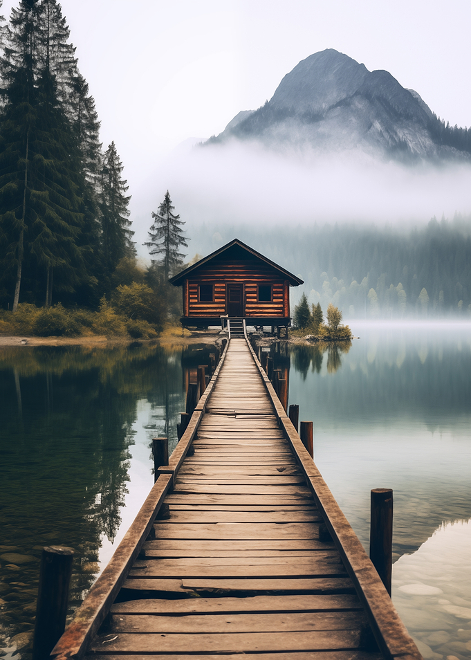 Cabin on Lake Wooden Pier