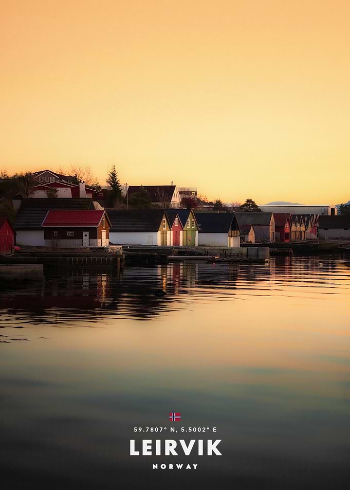 Leirvik, Norway Coastal Village at Sunset