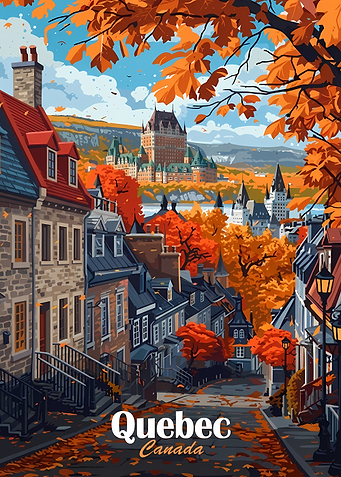Quebec City Autumn Landscape Illustration