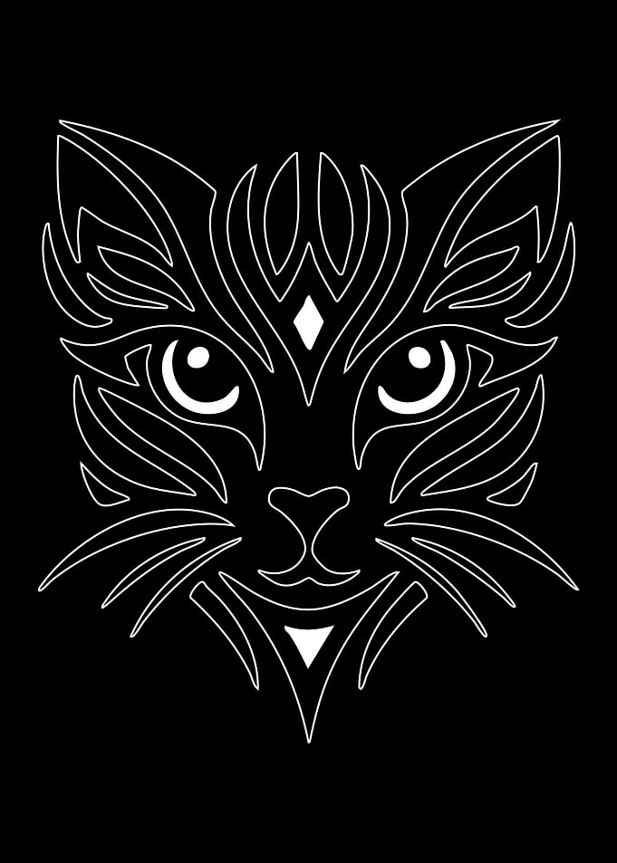 Abstract Cat Face White Outline