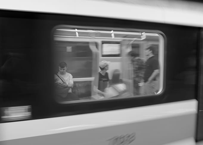 Black and White Subway Commute