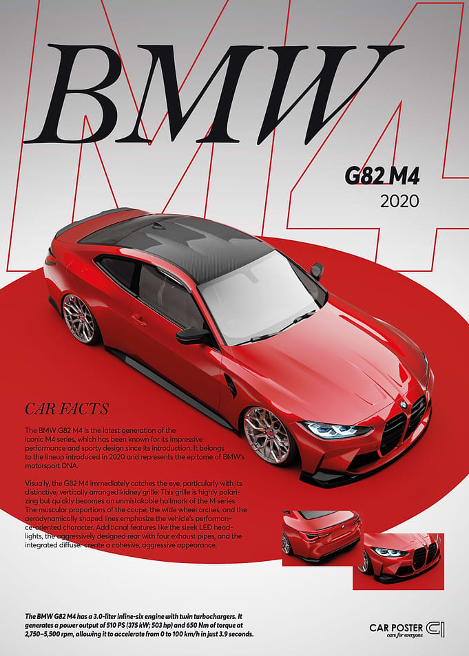 BMW G82 M4 Red Poster