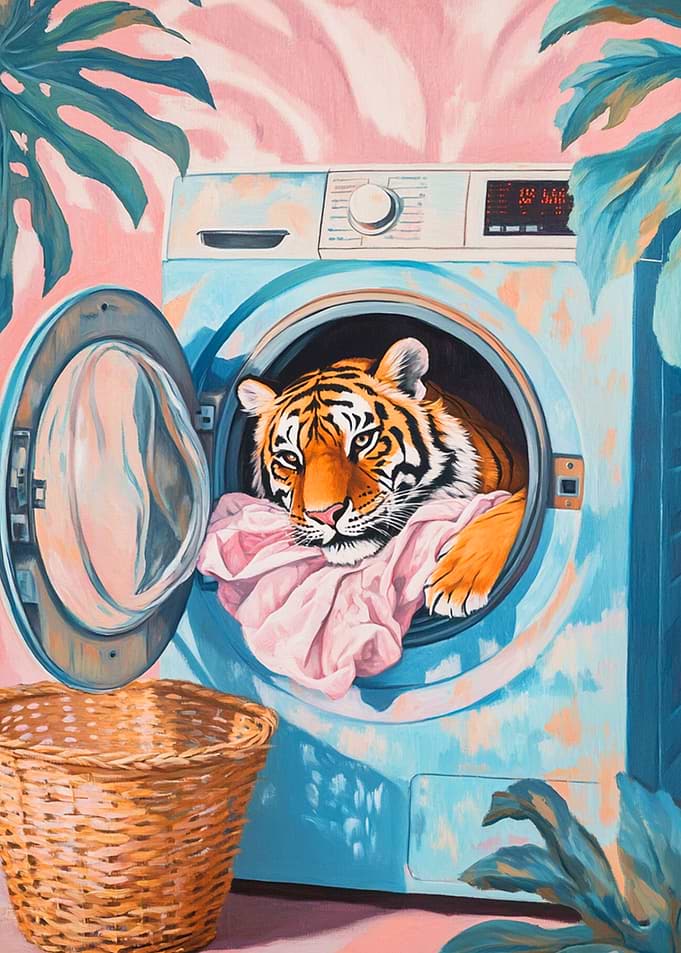 Tiger in Washing Machine Painting
