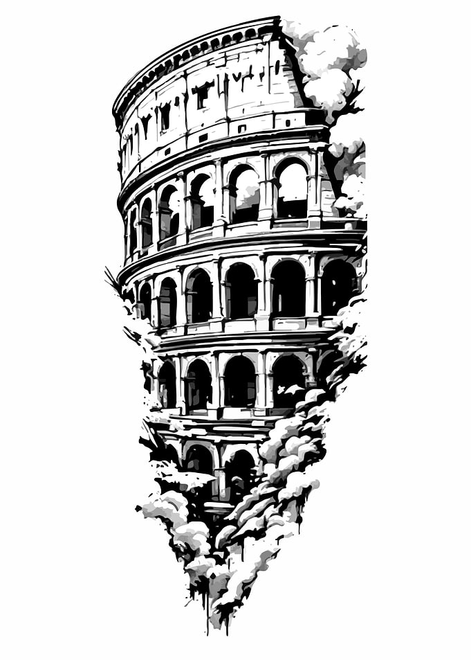 Colosseum Illustration in Black and White
