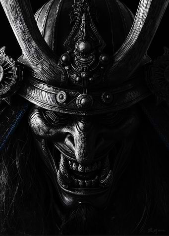 Samurai Warrior Mask Close-Up