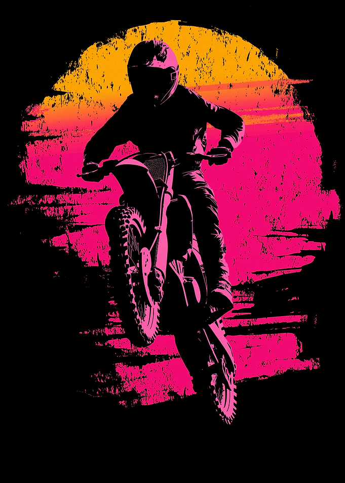 Motocross Rider Silhouette with Sunset Backdrop