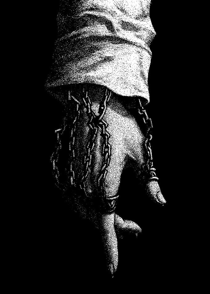 Chained Hand in Black and White