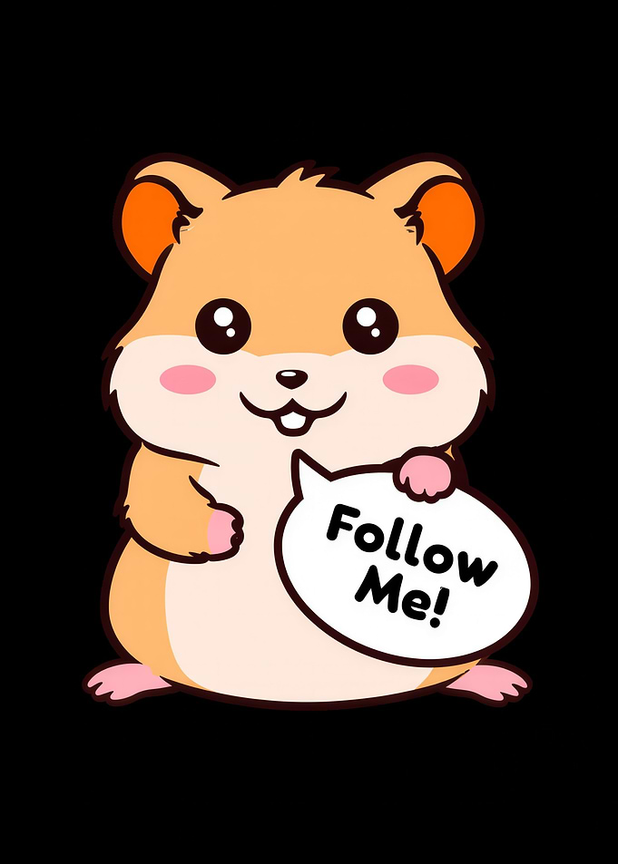 Cute Hamster with Follow Me Sign