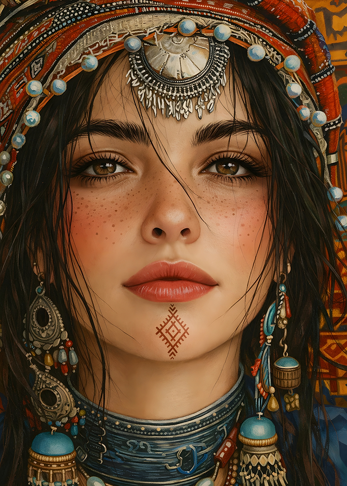Portrait of a Tamazight woman in traditional attire