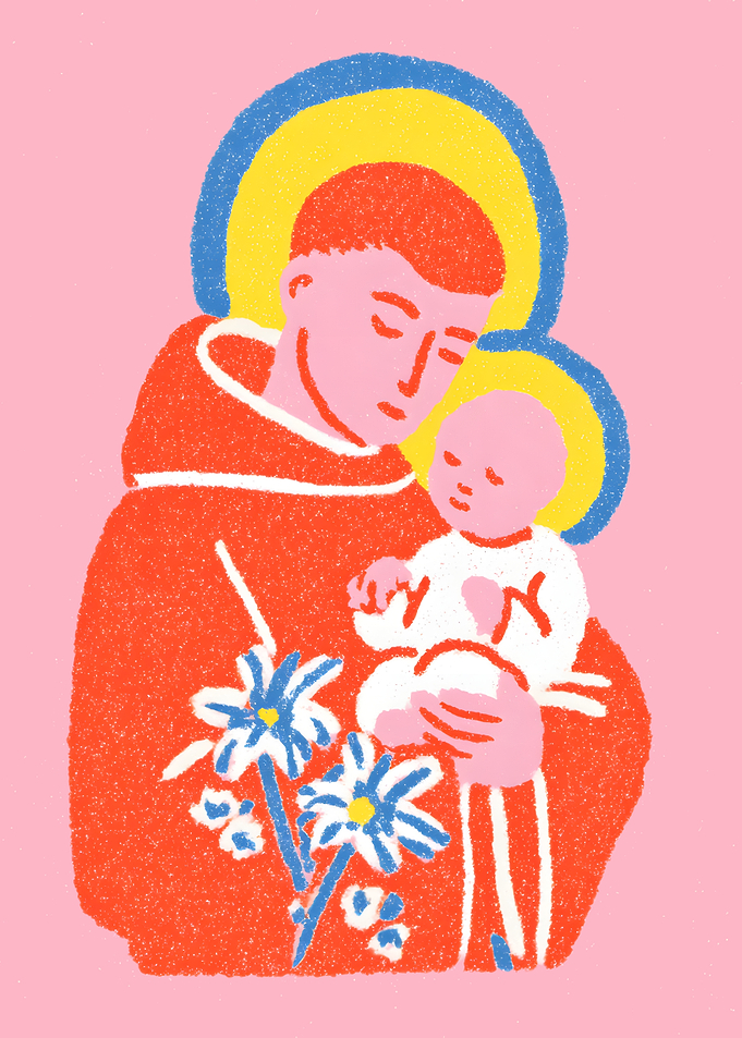 Saint Anthony with Child Illustration
