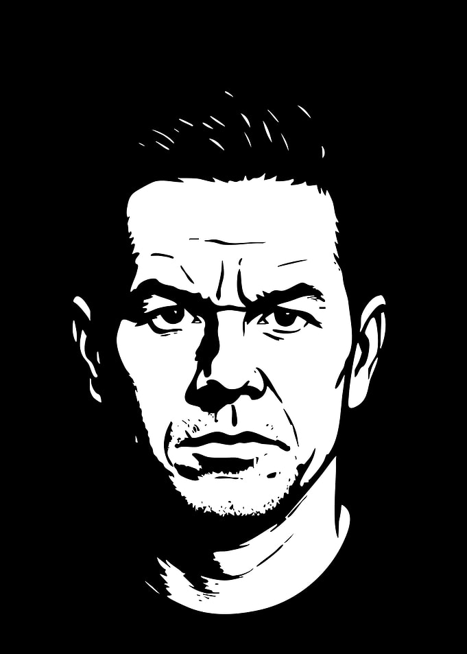Mark Wahlberg Portrait Black and White