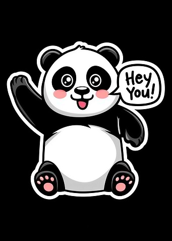 Cute Panda Waving Hello Cartoon