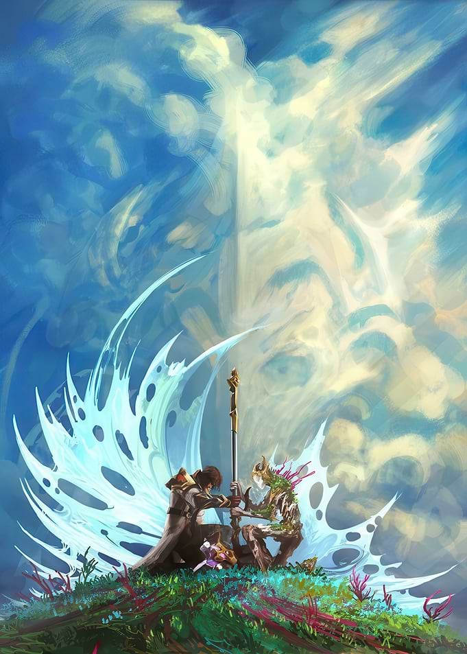Fantasy Scene with Two Characters
