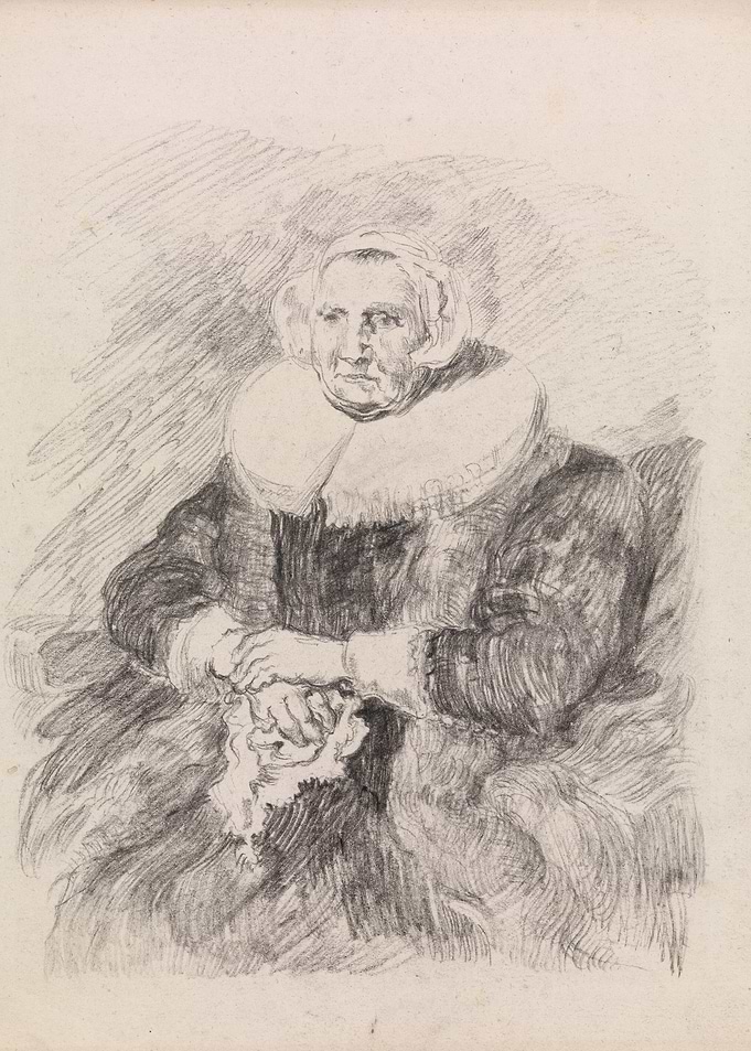 Pencil Sketch of an Elderly Woman