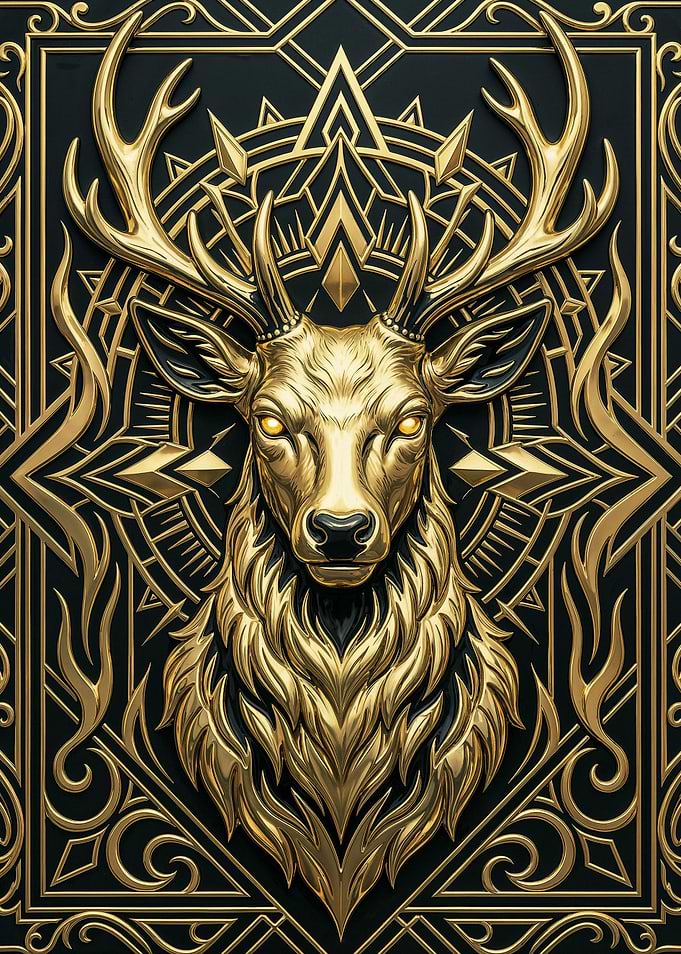 Golden Art Deco Stag
