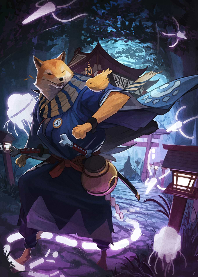 Anthropomorphic Shiba Inu Samurai Illustration