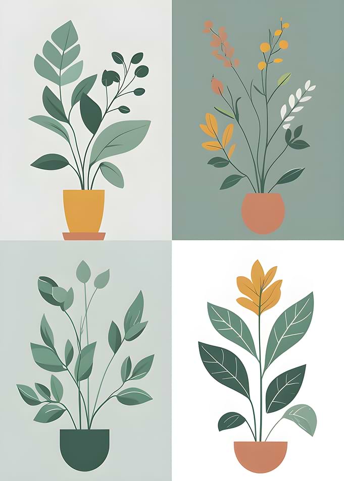 Botanical Illustration: Potted Plants