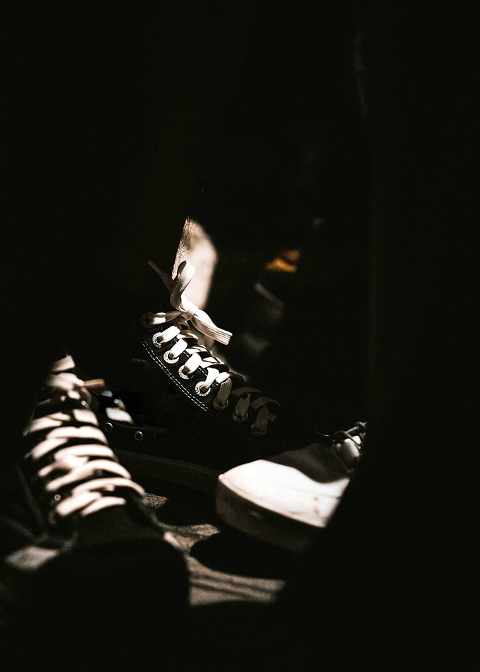 Silent Steps in the Dark – Moody Sneakers Street Photography Art