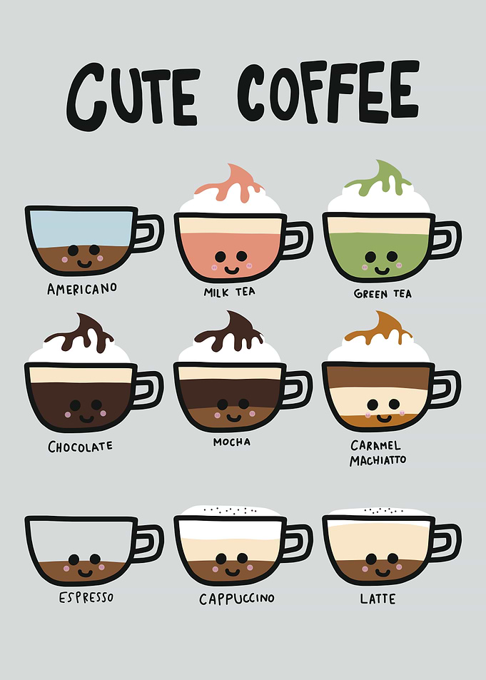 Cute Coffee Drinks Illustration