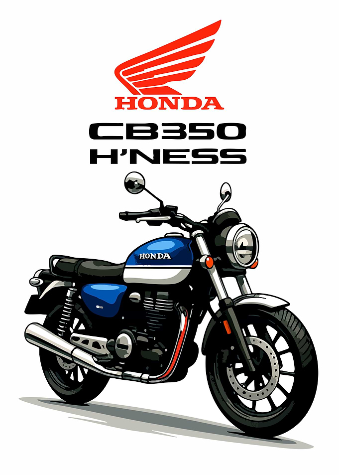 Honda CB350 H'ness Motorcycle Illustration