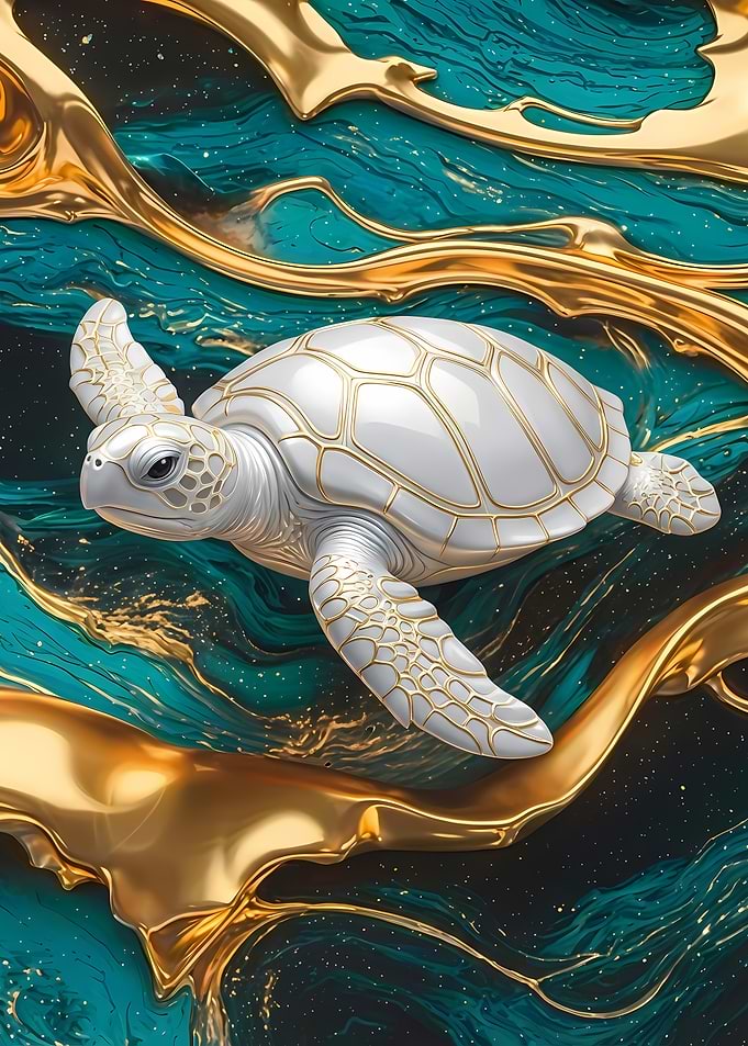 Elegant Turtle with Golden Accents