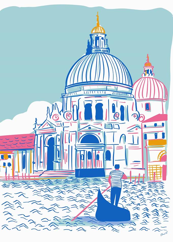 Venice Gondola Ride Illustration