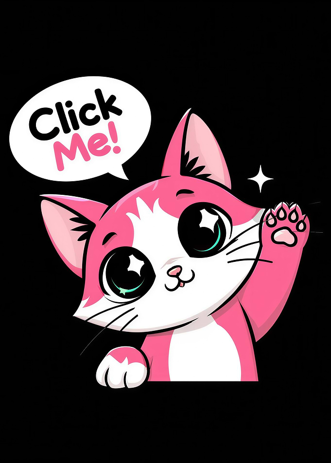 Cute Pink Cartoon Cat Click Me