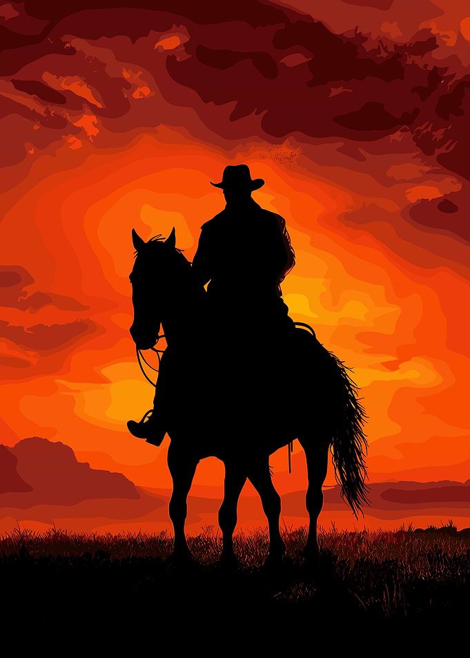 Cowboy Silhouette at Sunset