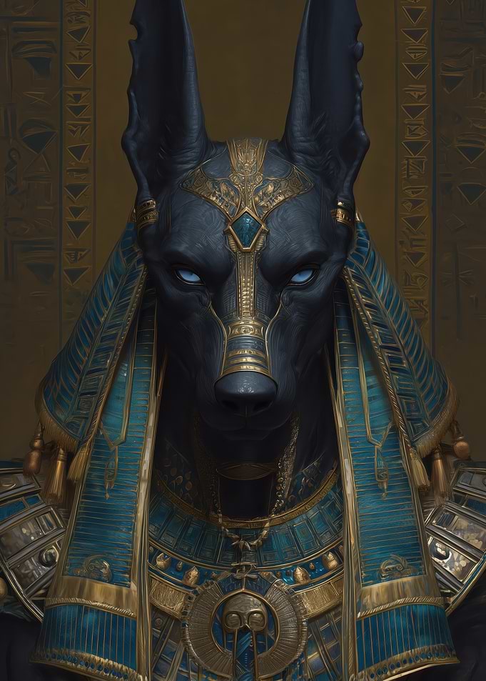 Anubis Portrait with Egyptian Ornamentation
