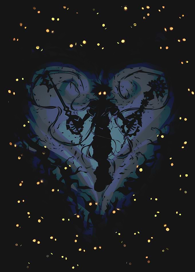 Kingdom Hearts Silhouette with Keyblades