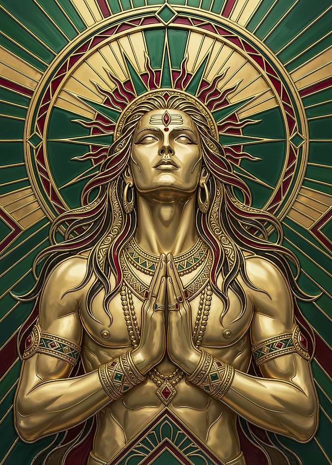 Golden Sun God Divine Relief Art