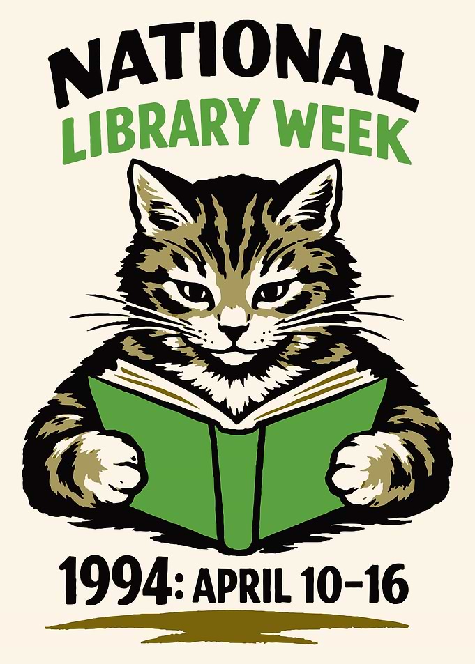 National Library Week 1994 Cat Poster