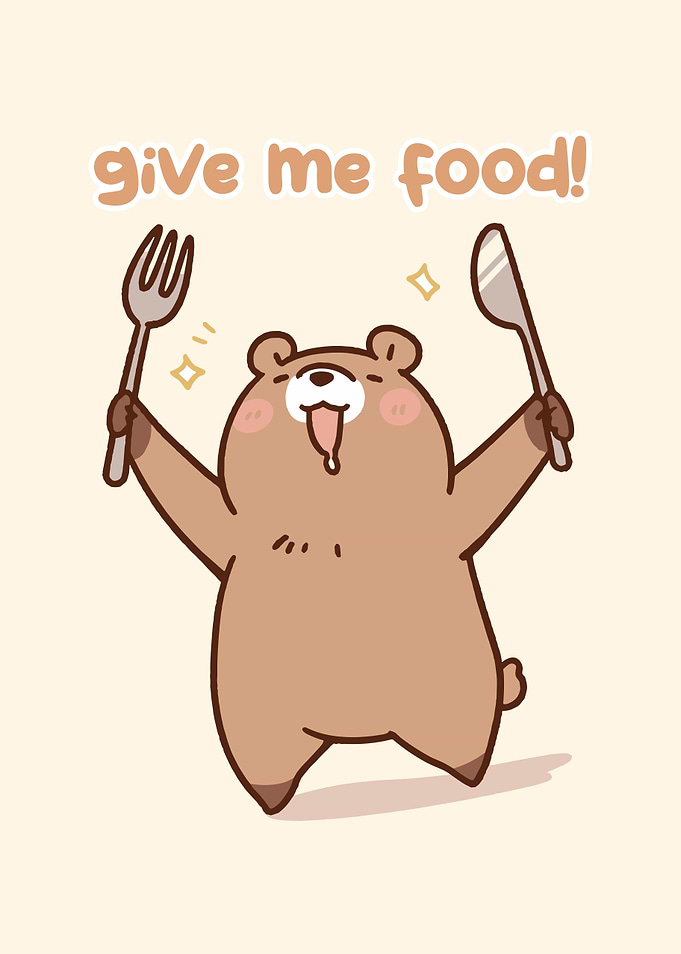 Hungry Bear Cartoon Illustration