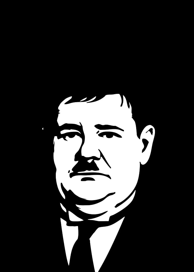 Oliver Hardy Black and White Portrait