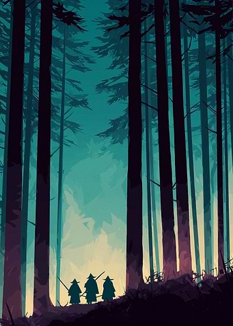 Samurai in Forest Digital Art