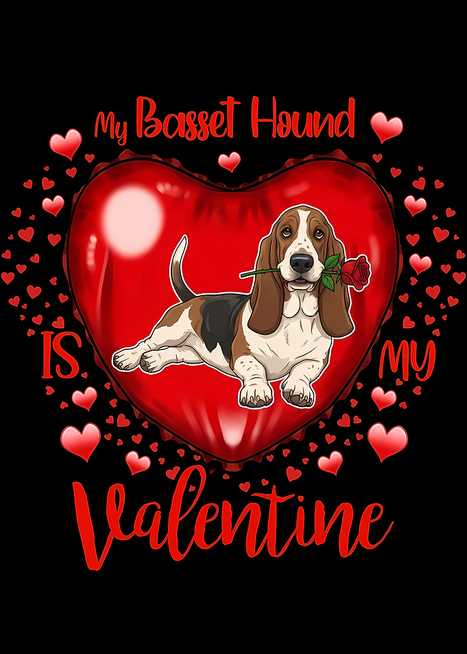 Basset Hound Valentine's Day Graphic