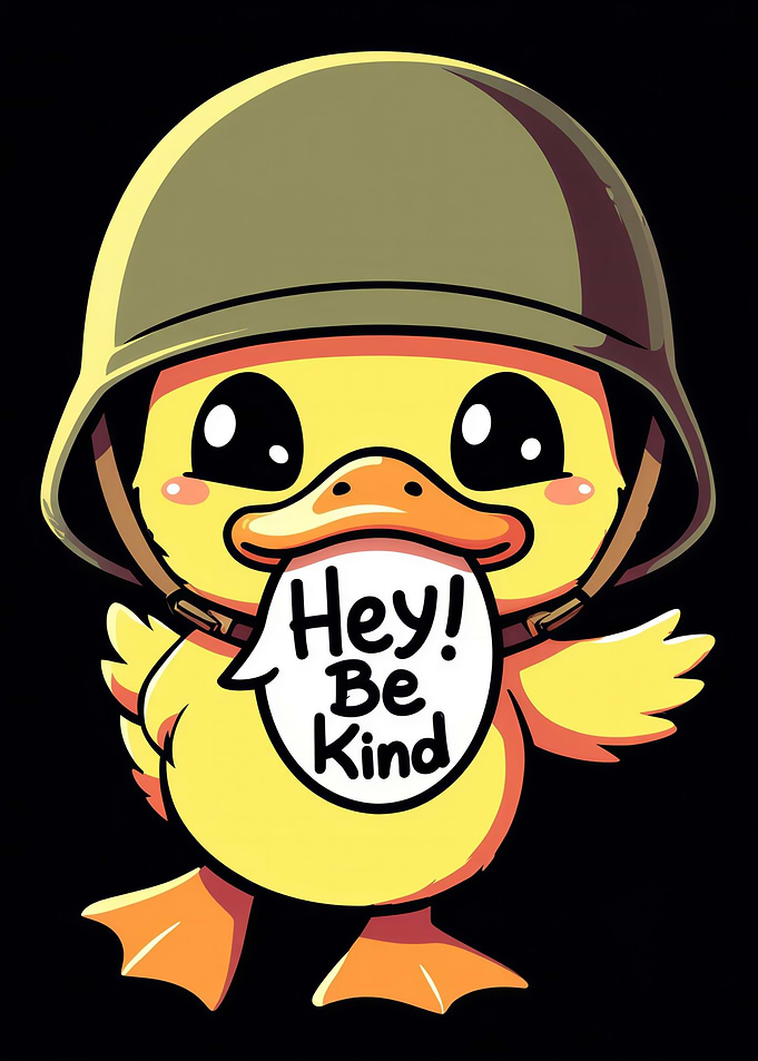 Duckling in Helmet: Hey! Be Kind