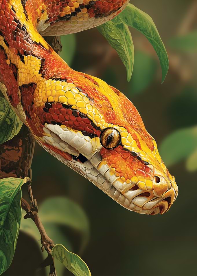 Detailed Snake Portrait in Natural Setting