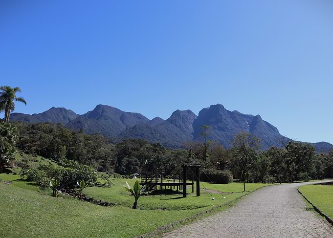Mountain landscape with clear blue sky