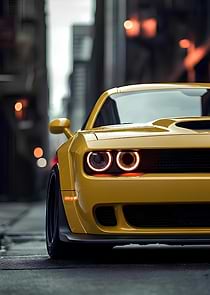Yellow Dodge Challenger Front View