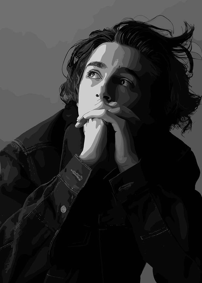Monochrome Portrait of a Pensive Person