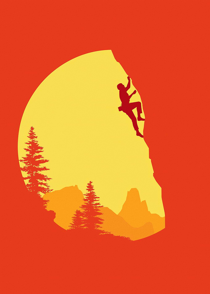 Silhouette of Climber on Mountain