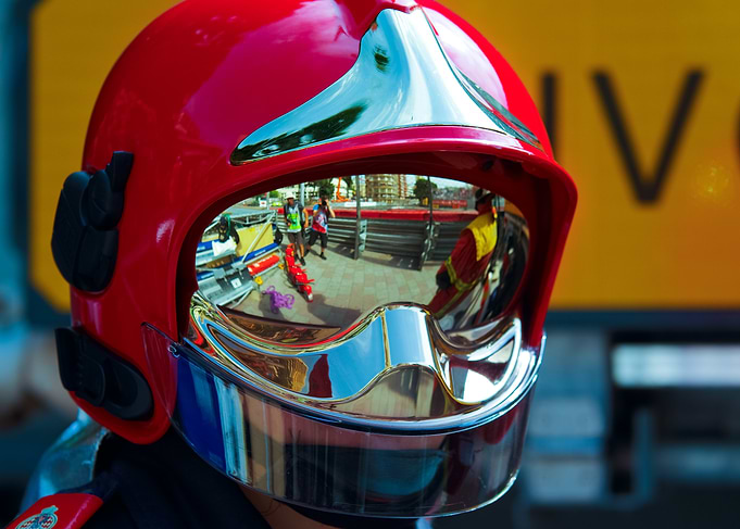 Firefighter Helmet Reflection