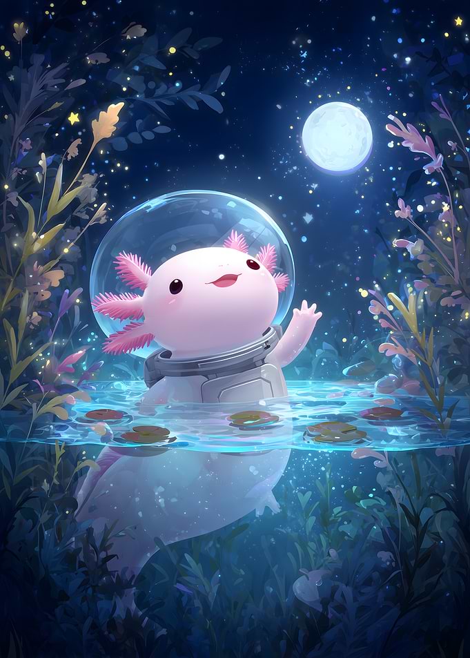 Axolotl Astronaut in Water