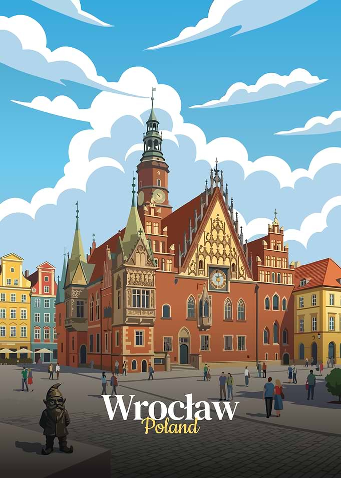Wroclaw, Poland Cityscape Illustration