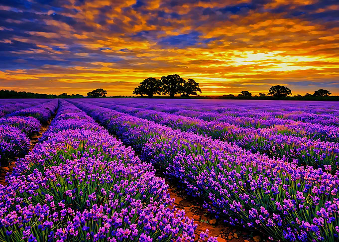 Lavender field at sunset