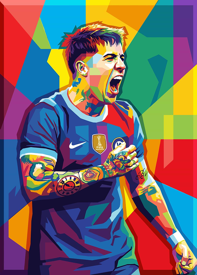 Enzo Fernandez Colorful Pop Art Portrait