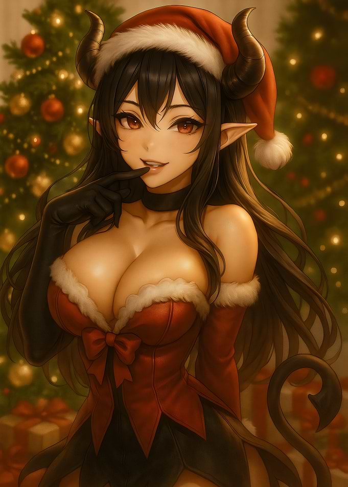 Christmas Anime Devil Girl Portrait