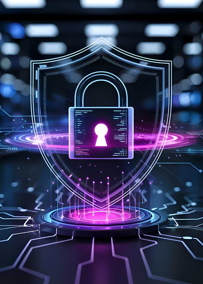 Cyber Security Shield with Padlock
