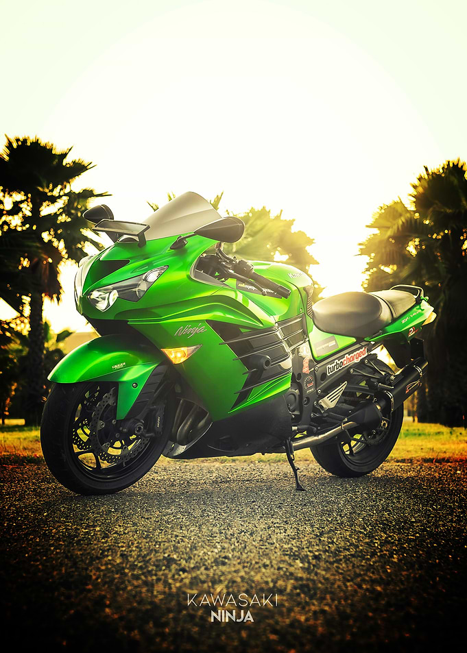 Green Kawasaki Ninja Motorcycle Poster